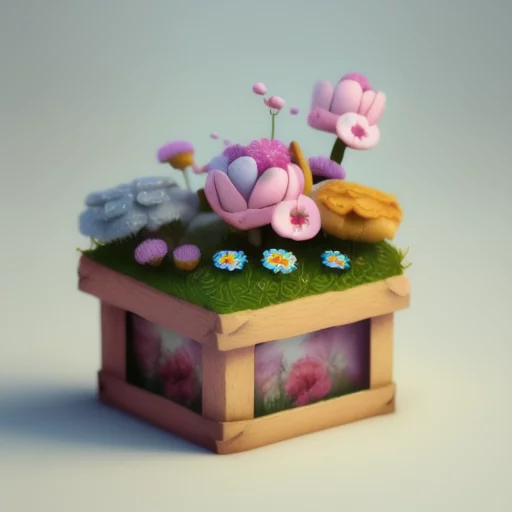 804459822-Tiny cute isometric flower field in a cutaway box with a small gnome made of suede, soft smooth lighting, soft colors, , soft co.webp